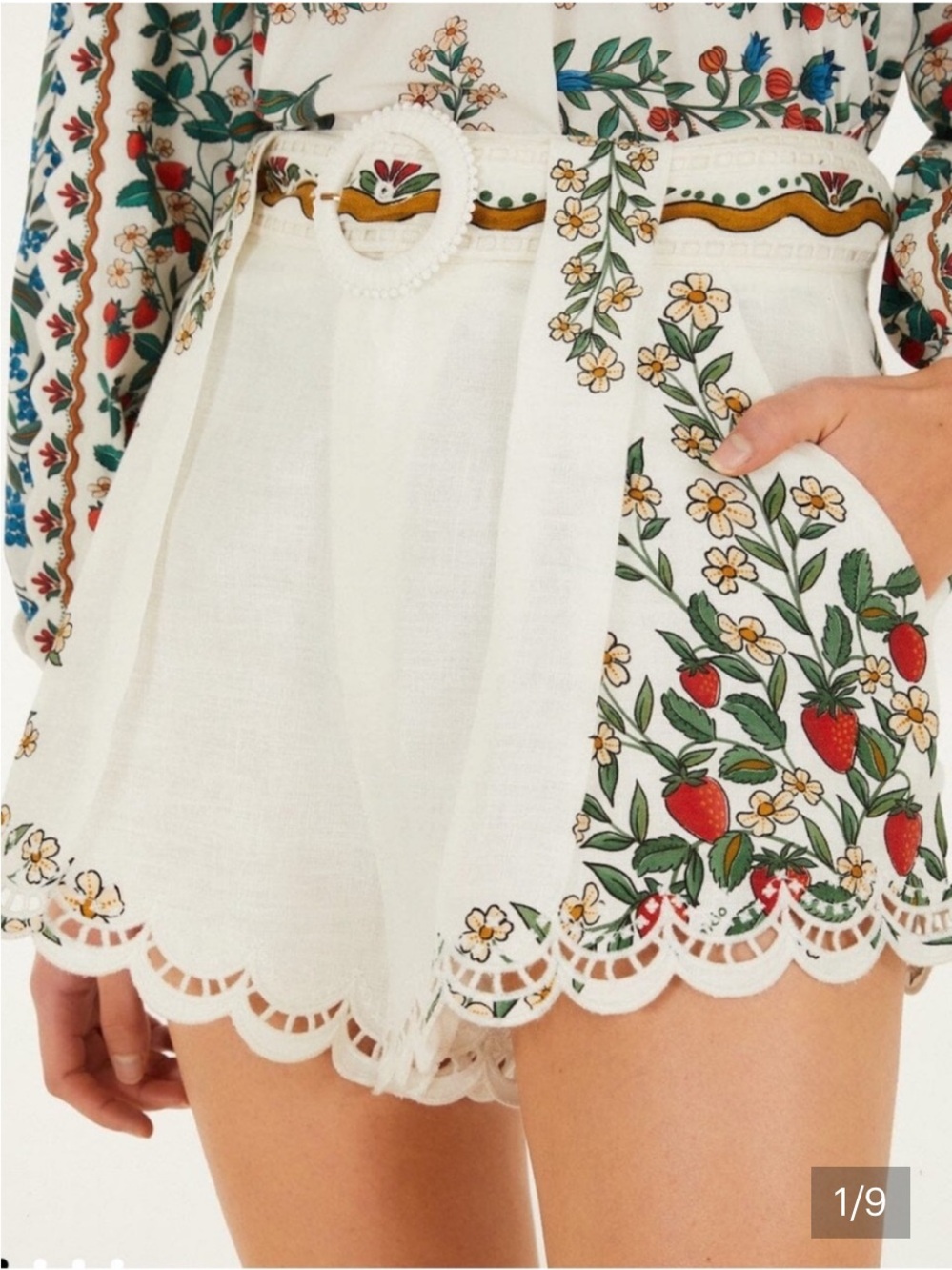 Farm Rio XS NWT White Floral Embroidered Scallop-Hem Women’s Shorts - Picture 1 of 3